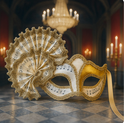 Handmade Venetian Mask Genuine Music Themed Gold