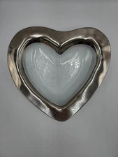 Heart Shaped Annieglass Dish With Silver Rim Signed And Number 26/34 USA