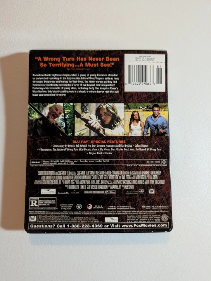 Wrong Turn (Bluray STEELBOOK) Eliza Dushku Emmanuelle Chriqui OOP RARE HORROR - Image 2 of 4