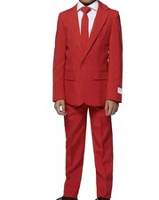 Opposuits Boys Size 4Y Kids Valentines Suit Red Jacket, Pants and Clip On Tie