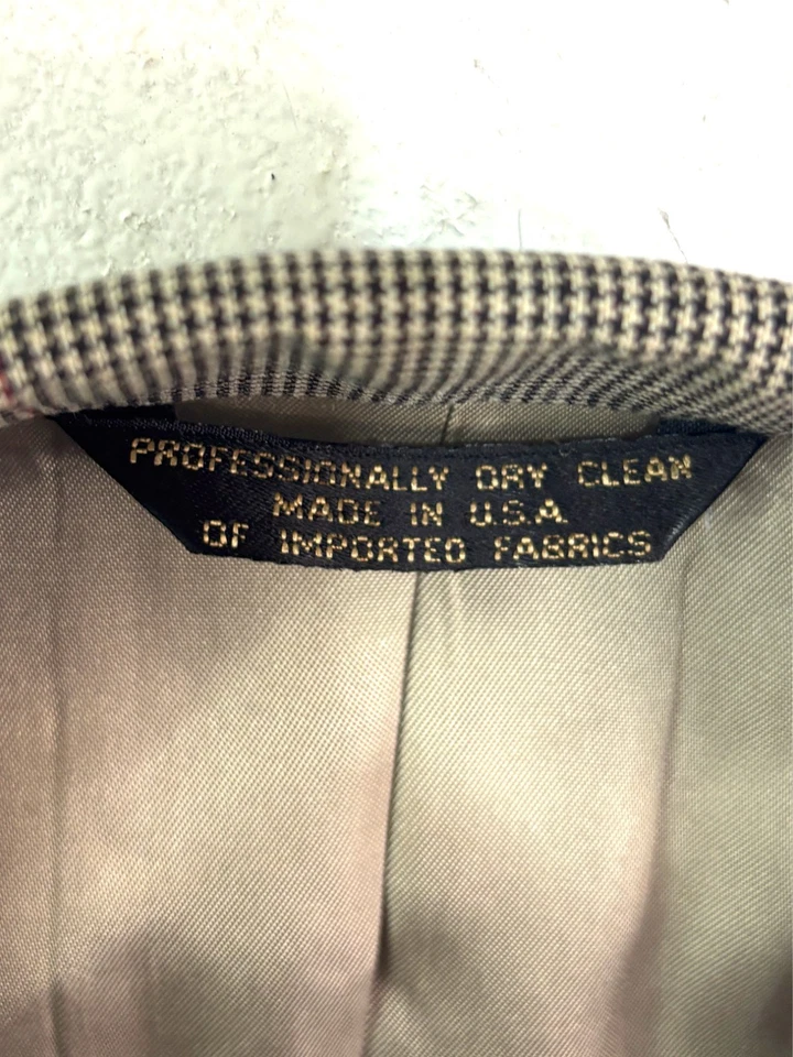 De Colección Años 90 Huntington 38S 30x30 2 piezas Pantalón Traje Micro Pata de Gallo Beige Negro EE. UU. - Imagen 4 de 4