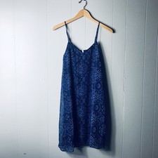 MUDD NAVY BLUE FLORAL PATTERN SPAGHETTI STRAP DRESS LINED WOMENS SMALL