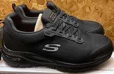 “NEW” Skechers Slip on Air Cooled Women Size 10 Leslie Arch Fit Alloy Toe Safety