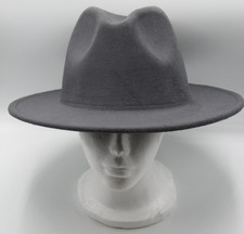 Classic Wide Brim Fedora Hat Felt Panama Jazz Cap Unisex Style Dark Gray NEW