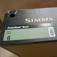 Near Mint Simms Freestone M6/W8 Brown Leather fly Fishing Wading Boots w/box