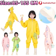 Kids Dinosaur One Piece Raincoat Waterproof Hooded With Boots Suit Breathable 