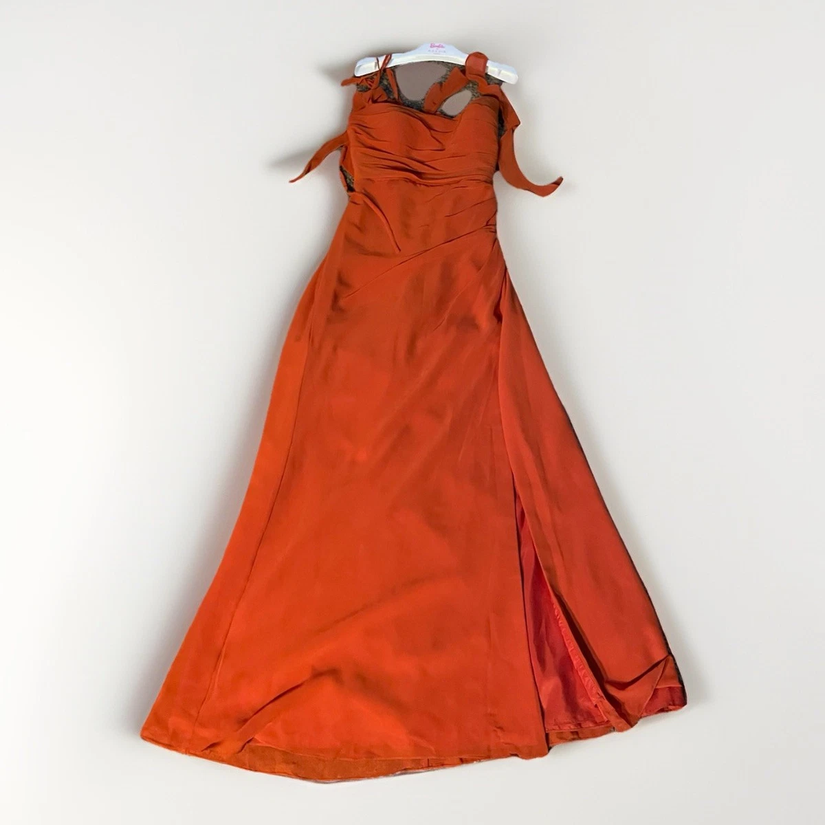 Rust Silk Bridesmaid Dress Sexy Rust & Emerald Beads Pleats Mermaid  Side-slit Long Bridesmaid Dre  SposaBridal