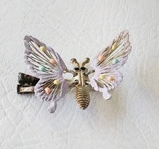 Vintage 90 s Metal Hair Clip Butterflies With Bouncing Wings 2"