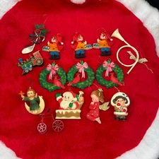 Lot of 14 Misc Vintage Mixed Christmas Ornaments MCM Plastic