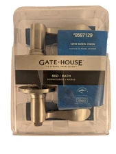 Brand New In Box Gate House Satin Nickel Bed/Bath Locking Door Knob Lever