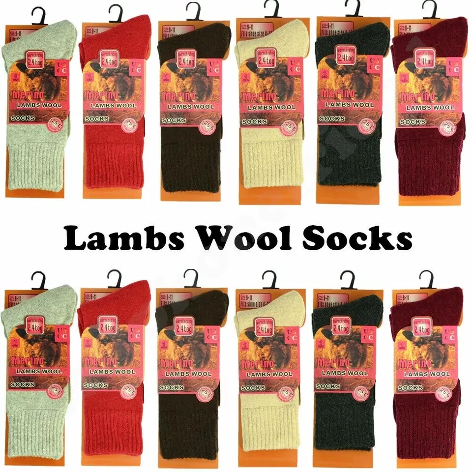 6 Pairs Women's Merino Lambs Wool Thermal Socks Heavy Duty Winter Warm 2.4 Tog - Image 3 of 4