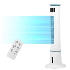 43-Inch Electric Oscillating Tower Fan with Remote Control for Indoor White