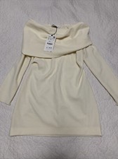 Zara Women's Off Shoulder Dress Cream Size S New