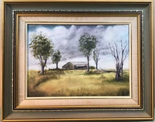 S Dyson 1988 The Shearing Shed Framed Oil Painting