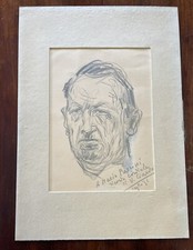 Vincenzo Ciardo 1894-1970 Autoritratto Disegno 1952 con Dedica a Mario Puccini