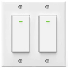 Wi-Fi Smart Light Switch Work w Alexa&Google Voice Remote Control 2.4Ghz 2 Gang