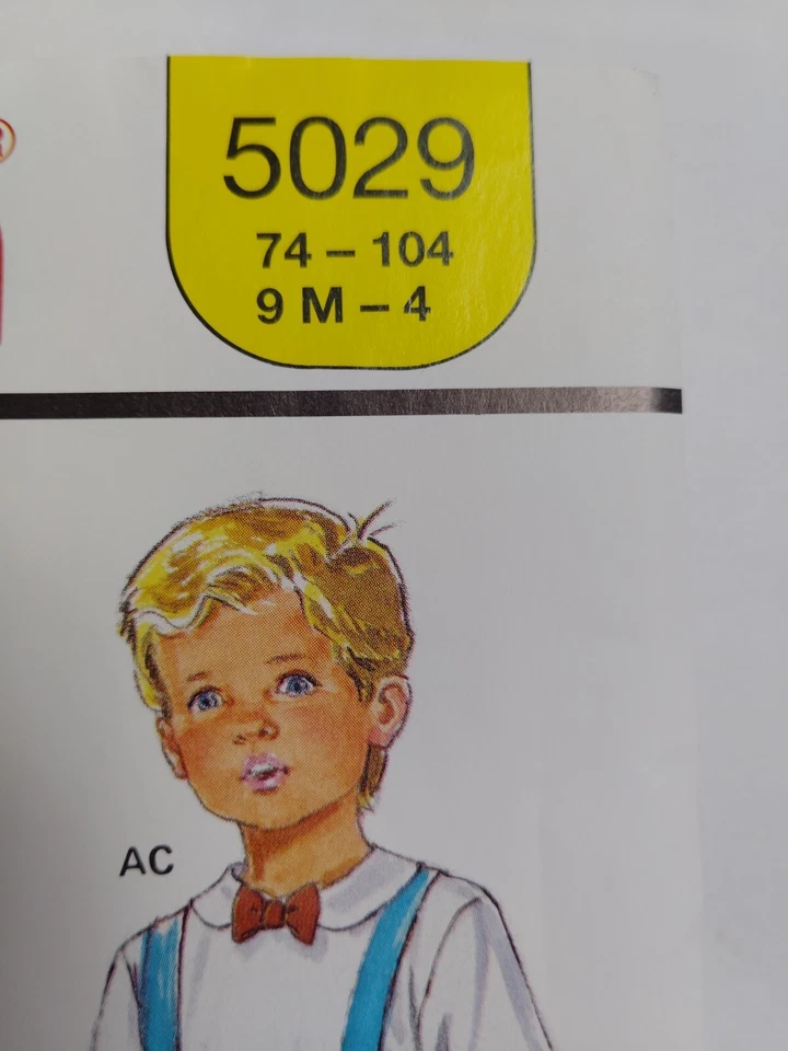 Bibs Pants Vest Skirt Shirt 9M-4T Burda 5029 Sewing Pattern Cut Wedding Church - Image 4 of 4