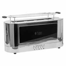 Russell Hobbs Glass Accented Long Toaster, Black & Stainless Steel, 2-Slice Slot