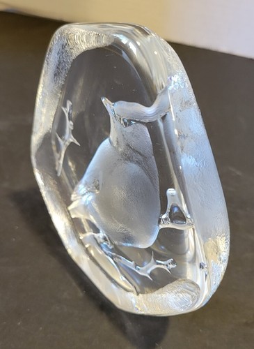MATS JONASSON SWEDEN LEAD CRYSTAL CARDINAL BIRD SCULPTURE SIGNATURE COLL SIGNED - Picture 2 of 11