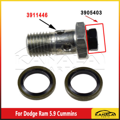 3911446 3905860 Banjo Bolt Fuel Filter Joint Tube For Dodge Ram 5.9 Cummins 12V 