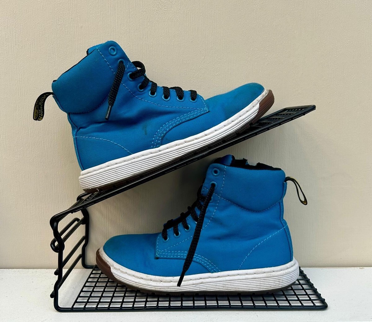 Kids Martens Blue Malky Hole Boots Canvas Shoes Zip Laces UK Size 12  Eu 31