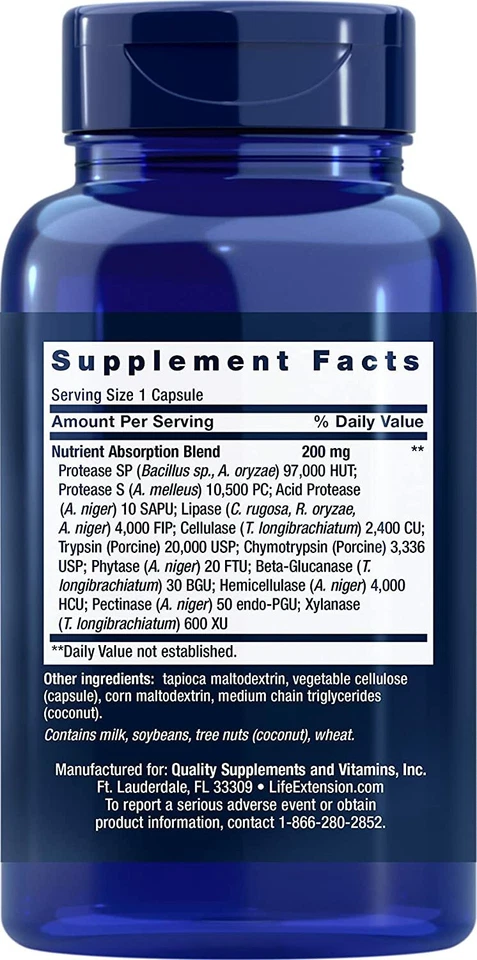 PACK 2 Enzimas Extraordinarias Life Extension para Apoyo Digestivo 60 Cápsulas Foto 3 de 4