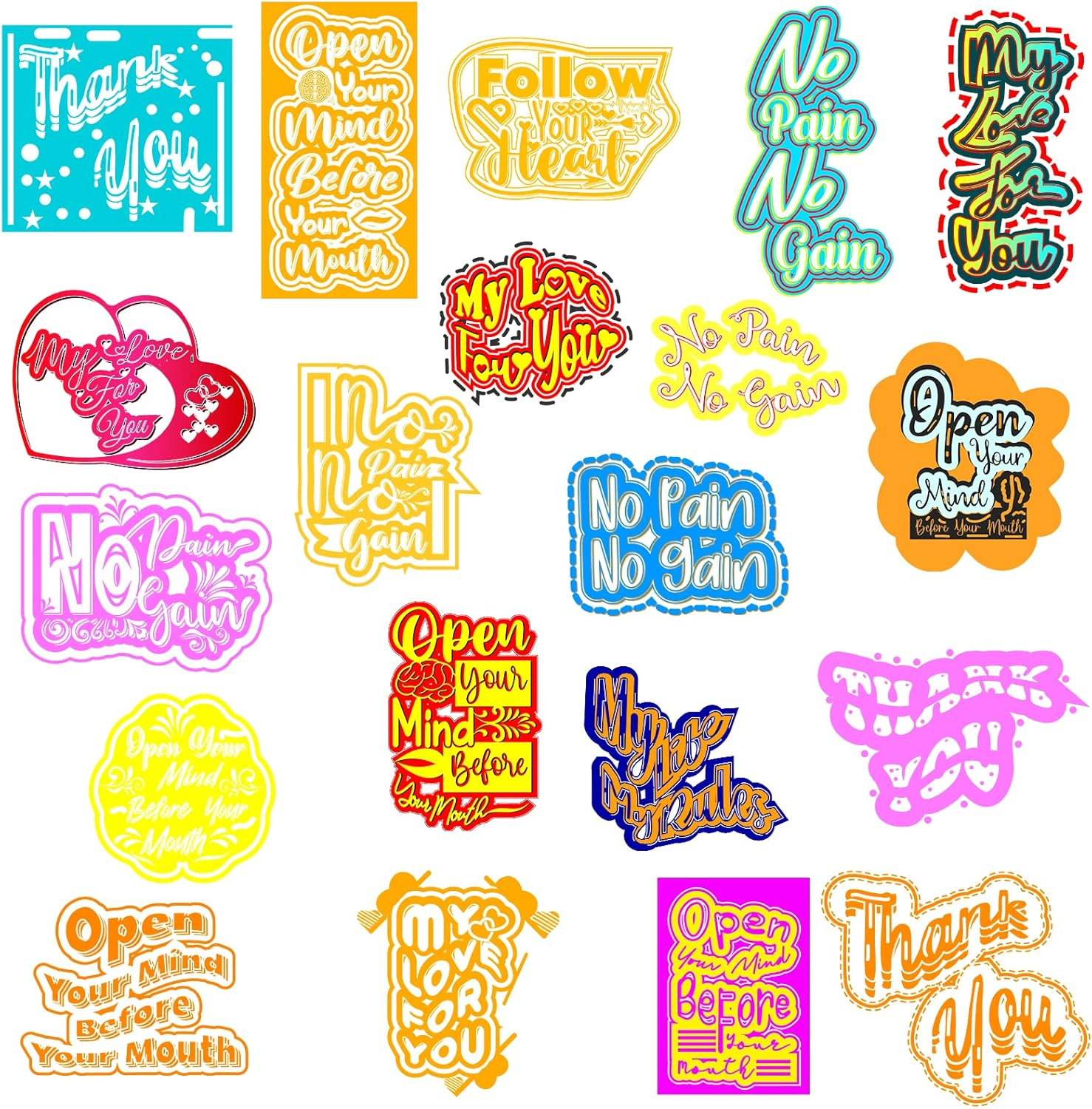 20 PCS Iron-On Love Word Vinyl Patches for DIY Heat Transfer Applique Projects