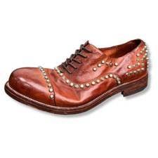 Men's Leather Shoes British Retro Workwear Shoes Genuine Leather Red Brown Shoes