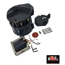 Chevy GM Black HEI Large Distributor Cap Rotor Kit SBC BBC 350 454 W/ 65K Coil