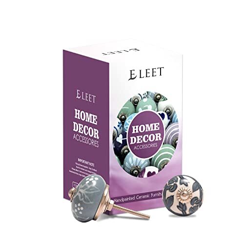 Eleet Assorted Ceramic Cabinet Knobs - Grey & White Ceramic Knobs Set ...