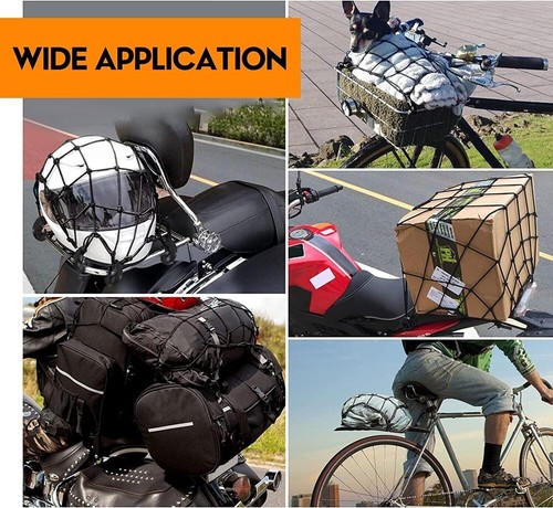 Motorcycle Bike Helmet 6 Holder Hooks Net Jali Bungee Luggage Cargo Mesh Net FS - Picture 2 of 8