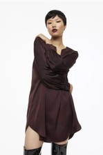 FINAL SALE- H&M V Neck Short Satin Burgundy Dress - Size XS (Fits for M)