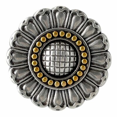 WESTERN LEATHER CRAFT TACK ANTIQUE GOLD ENGRAVED SUNFLOWER CONCHO screw back
