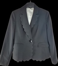 Kasper Women's Black Blazer Jacket Lined Single Lapel Pockets Size 4 Pre-Owned
