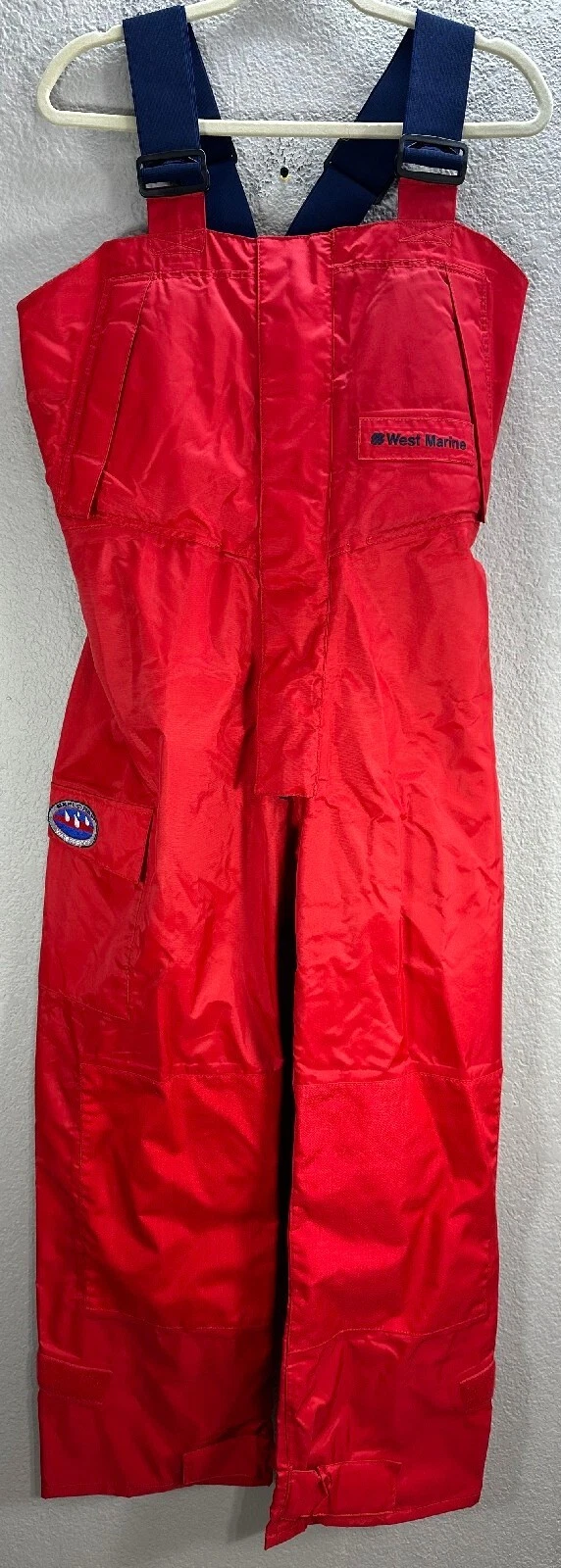 Men's West Marine Nautical Gear Red Offshore Sailing Boating Bib Pants Sz S