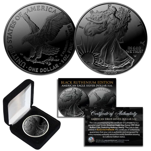 2025 BLACK RUTHENIUM 1 OZ .999 Fine Silver BU American Eagle U.S. Coin - TYPE 2