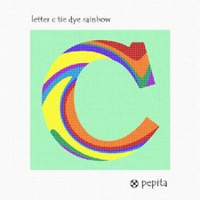 Letter C Tie Dye Rainbow Needlepoint Kit or Canvas