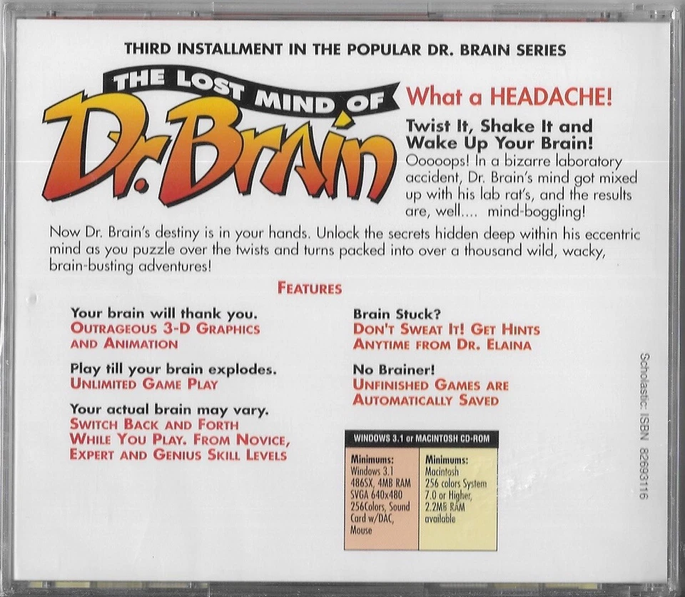 Sierra The Lost Mind of Dr. Brain (CD-ROM) Brand New Sealed! - Image 2 of 2