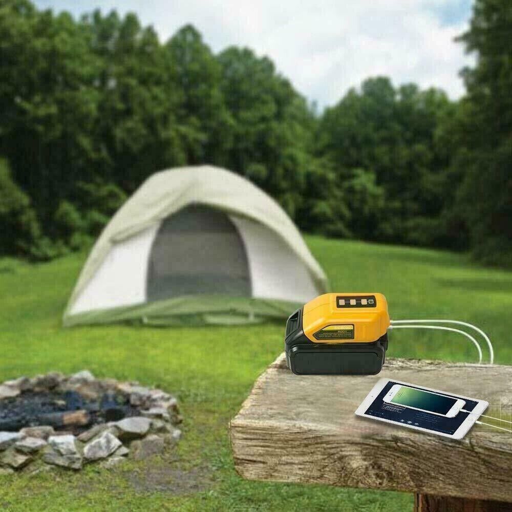 DCB090 Dual USB Charger Adapter For DeWalt 12V-20V Li-ion Battey Power Source