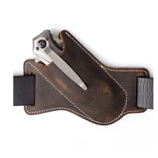1PC HANDMADE BELT SHEATH HOLSTER Leather Cover for folding pocket Knife Brown