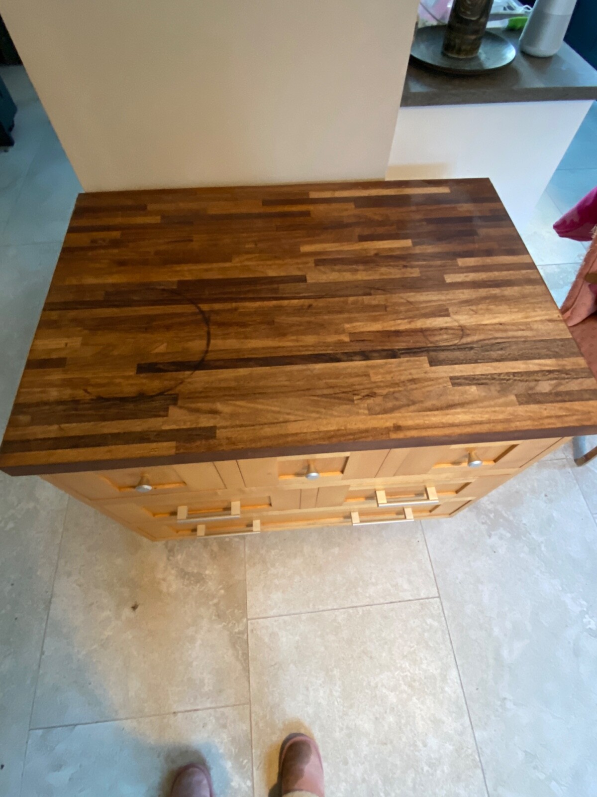 Handmade used kitchen drawers base ideal for island. Maple and