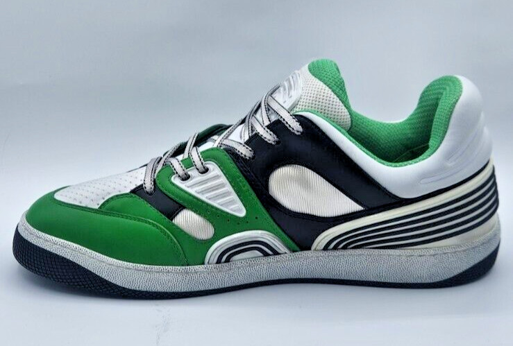 Gucci Basket Demetra Distressed Men's White/Green Sneakers UK12.5 US13 $950 thumbnail 13