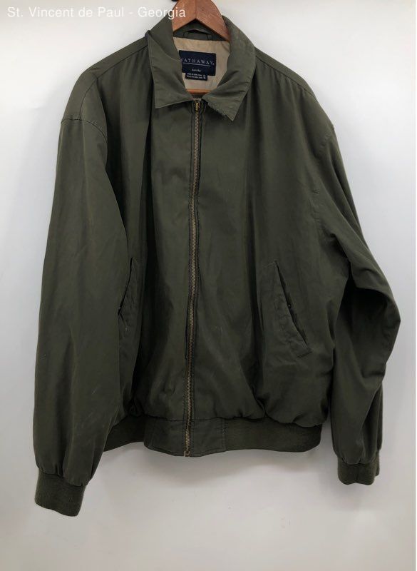 Hathaway Green 90s Microfiber Collared Bomber Zip Up Jacket