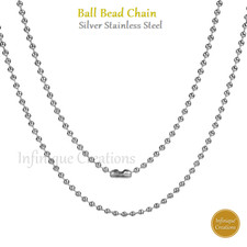 Stainless Steel Silver Ball Bead Chain Bracelet Necklace Men Women 1mm-5mm 7-38"