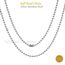 Stainless Steel Silver Ball Bead Chain Bracelet Necklace Men Women 1mm-5mm 7-38"