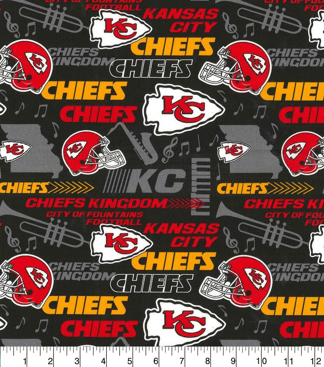 NFL KANSAS CITY KC CHIEFS COTTON FABRIC HALF YARD 1 2 YD 18