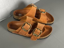 Birkenstock Sandals Womens Size EU 38 7 Brown Leather Arizona Big Buckle Narrow