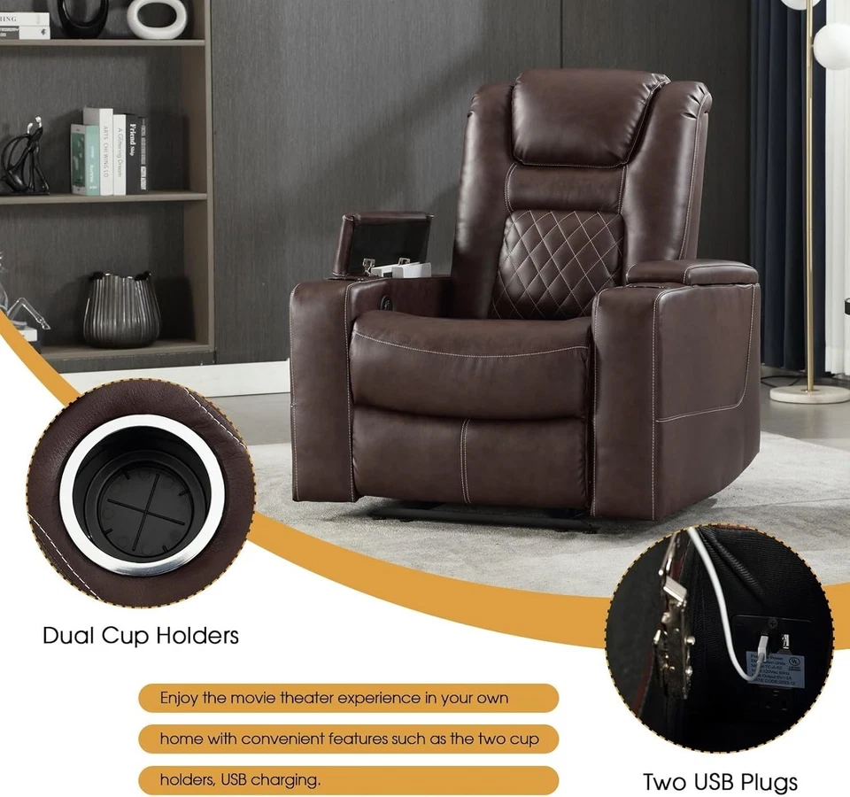 CANMOV Electric Power Recliner Chair with USB Ports and Cup Holders - Image 4 of 4