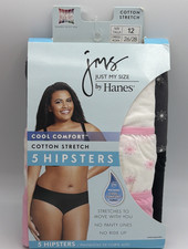 Just My Size JMS Women Cotton Stretch Hipsters Underwear Panties 5-Pair 12 26/28