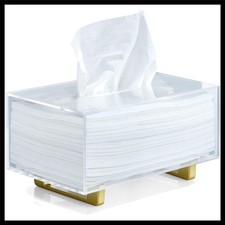 Thick Acrylic Tissue Box Holder Rectangular Clear Tissue Box Dispenser with G...